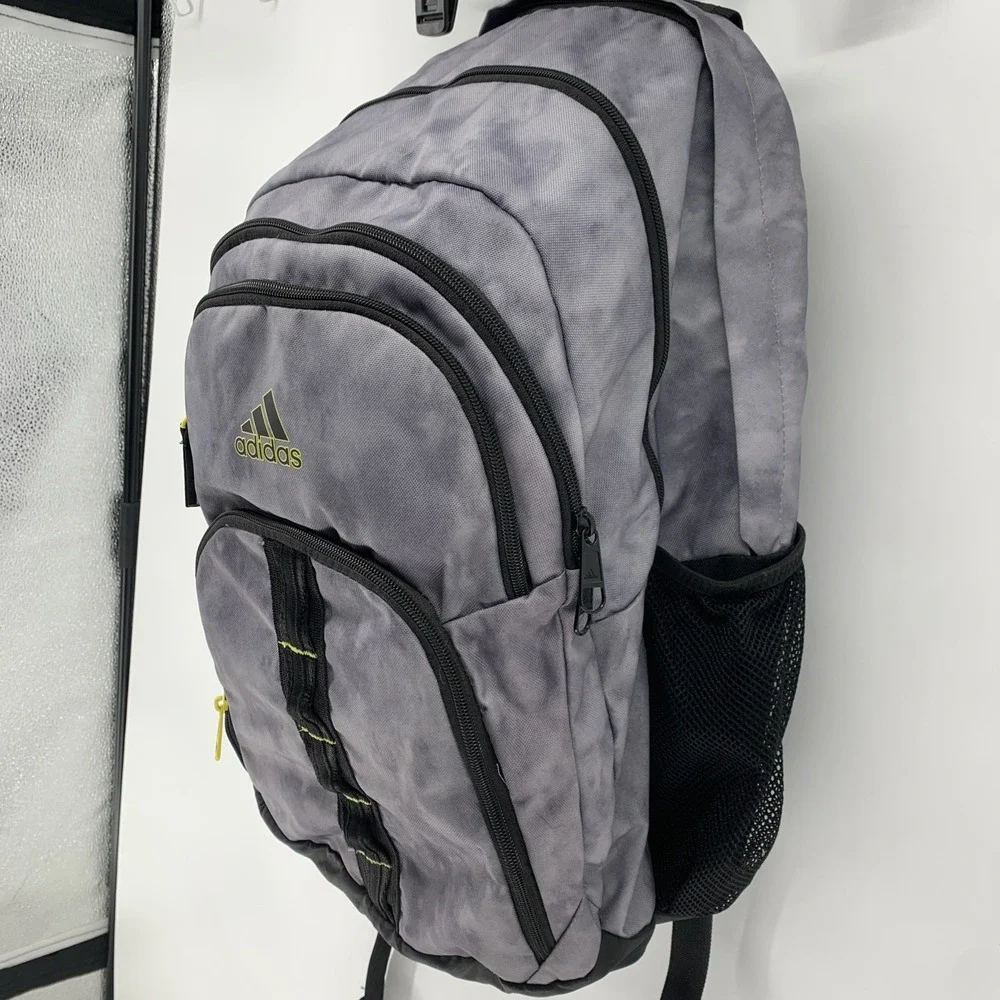 Adidas Prime 6 Backpack Gray Black Yellow Accents Load Spring Straps Side Pocket